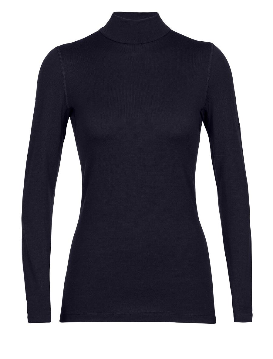 Midnight Navy Women's Icebreaker Merino 260 Tech Long Sleeve Turtleneck Base Layers | USA 1827RVDW